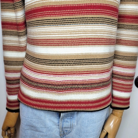 Vintage Talbots Petites Striped Turtleneck Sweater Small Fall Retro Y2K Fall - Picture 2 of 9
